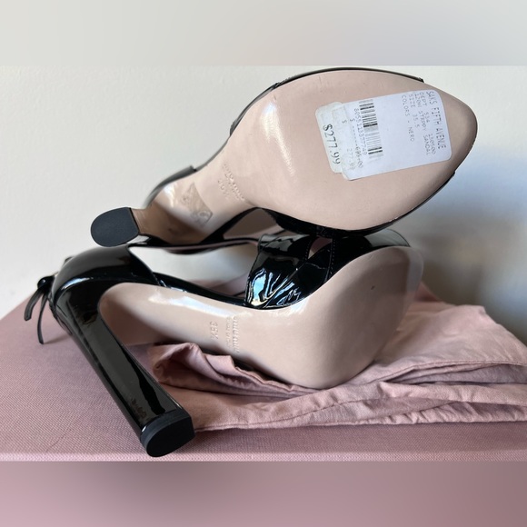 NIB Miu Miu Vernice Patent Leather Platform Sandals Black SZ 35.5 - Picture 3 of 5